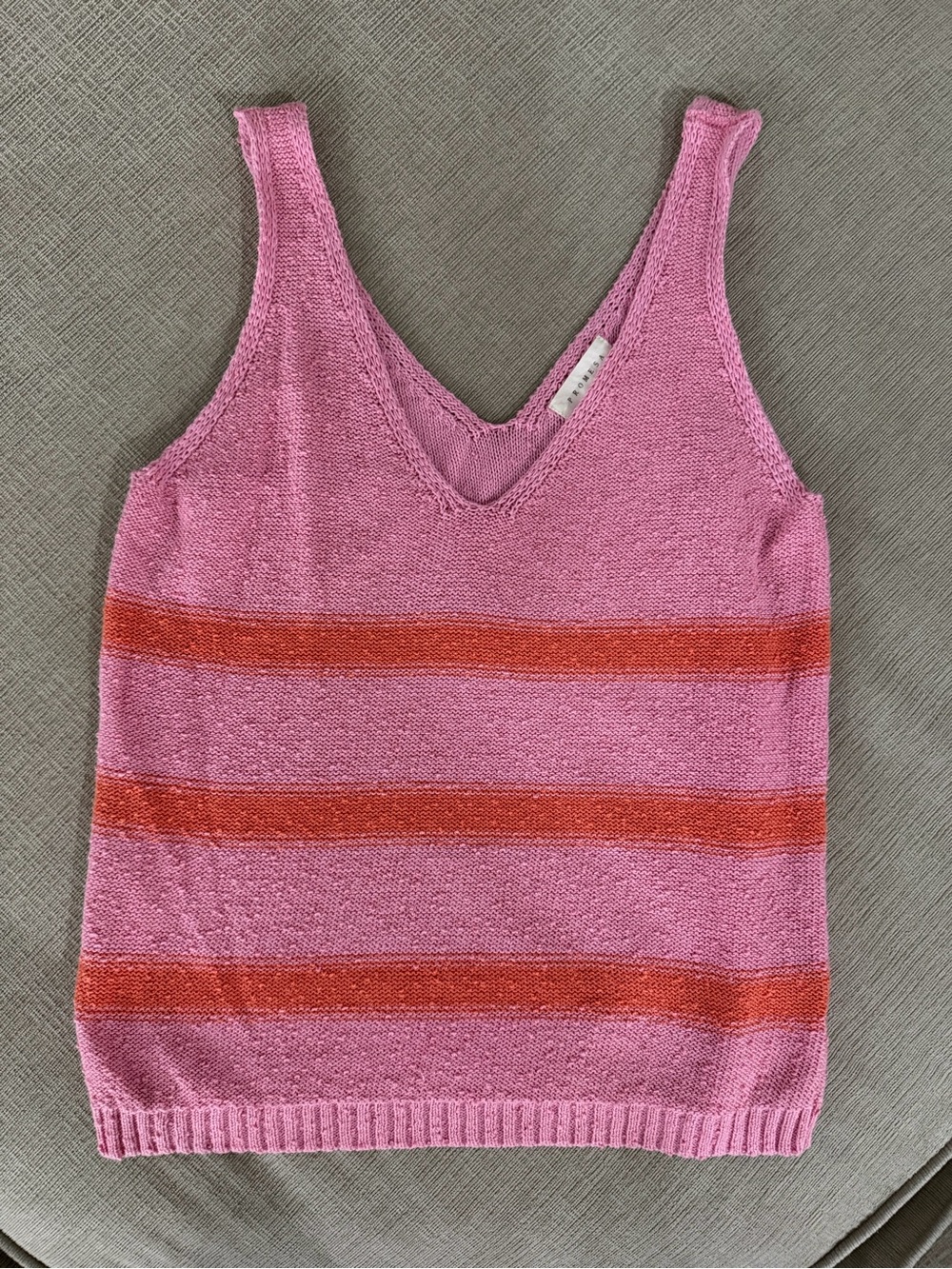 Pink Stripe Knit Sweater Tank Top Size